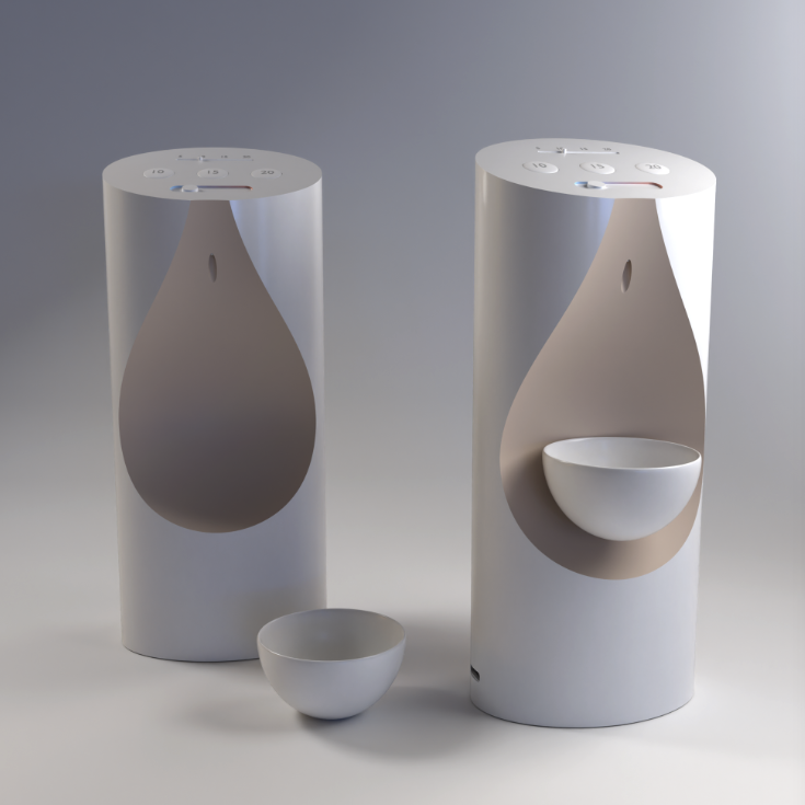 SmartSwish™ ceramic and brass dispenser on marble counter
